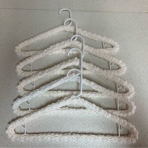 Clothes Hangers White Set of 5 (Five) Crochet New